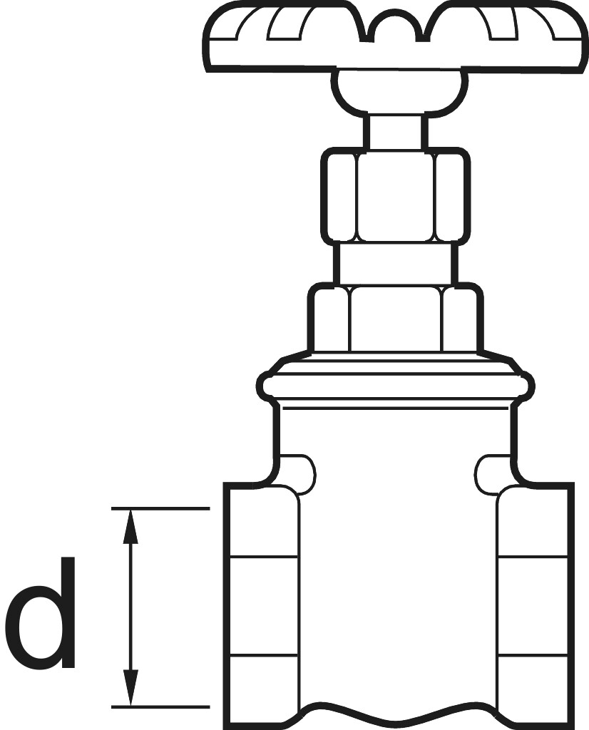 Muffen-Absperrschieber  1 1/4 "   Messing